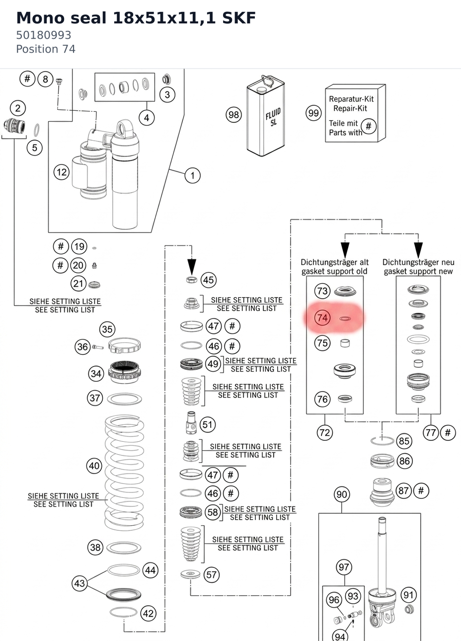 Diagram preview: Mono seal 18x51x11,1 SKF (50180993)