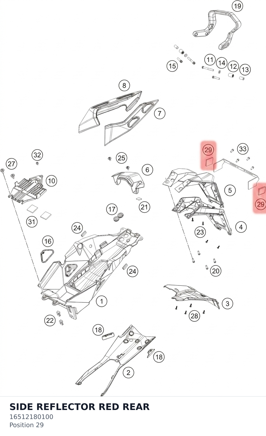Diagram preview: SIDE REFLECTOR RED REAR (16512180100)