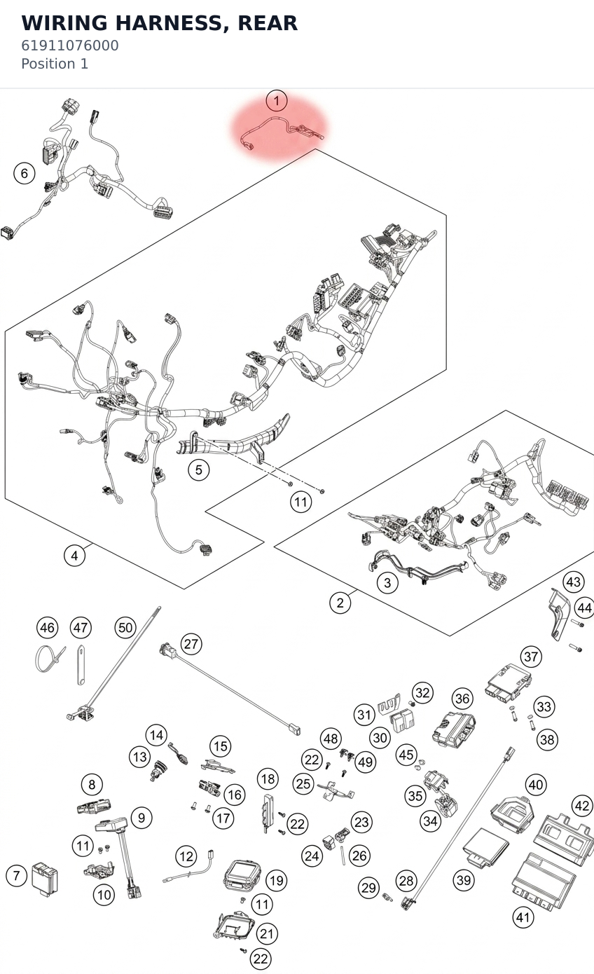 Diagram preview: WIRING HARNESS, REAR (61911076000)