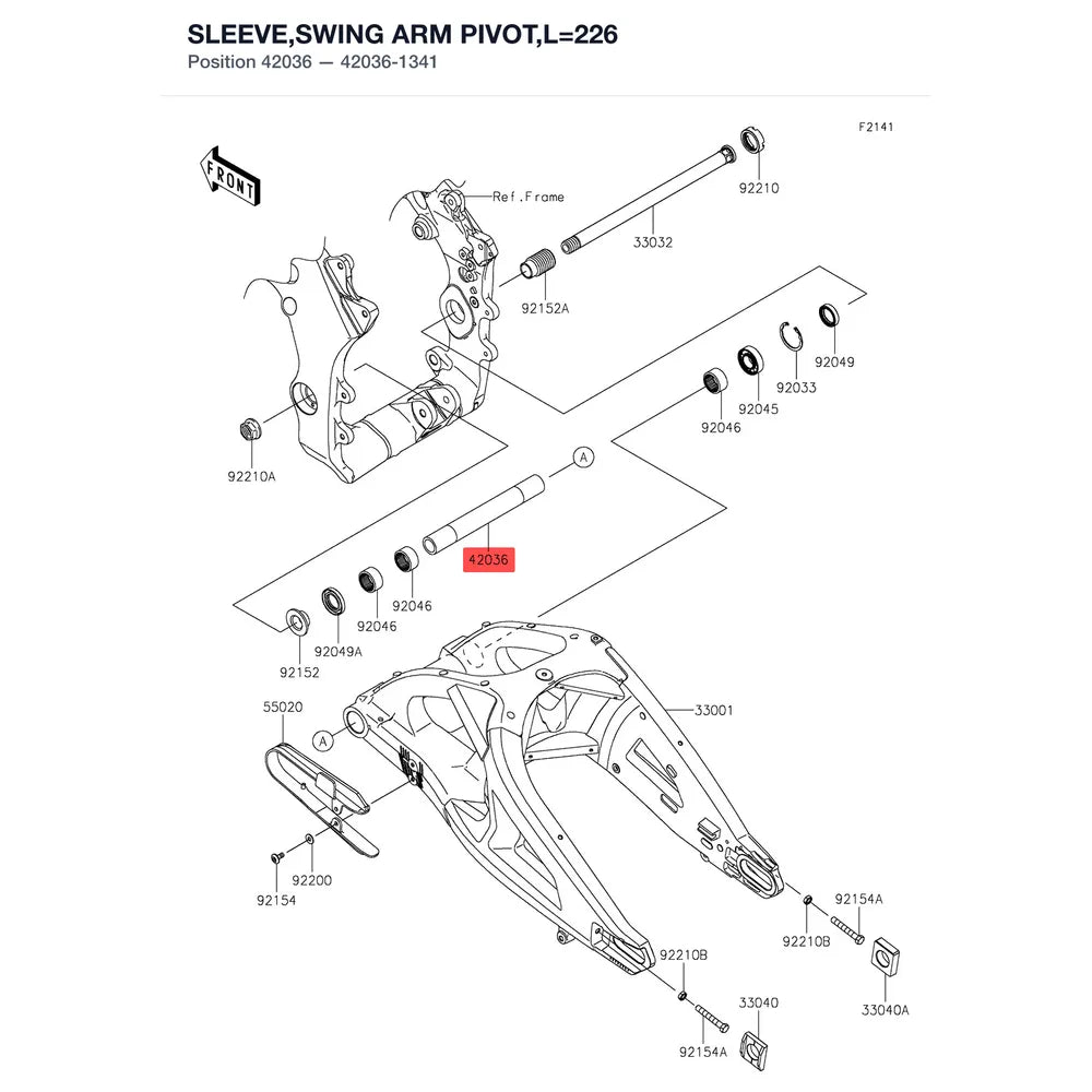 Kawasaki OEM – SLEEVE,SWING ARM PIVO product image