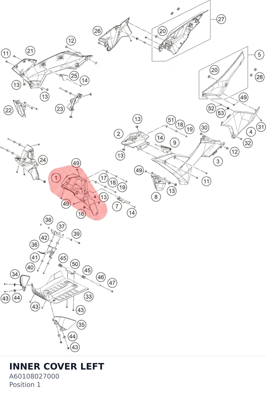 Diagram preview: INNER COVER LEFT (A60108027000)