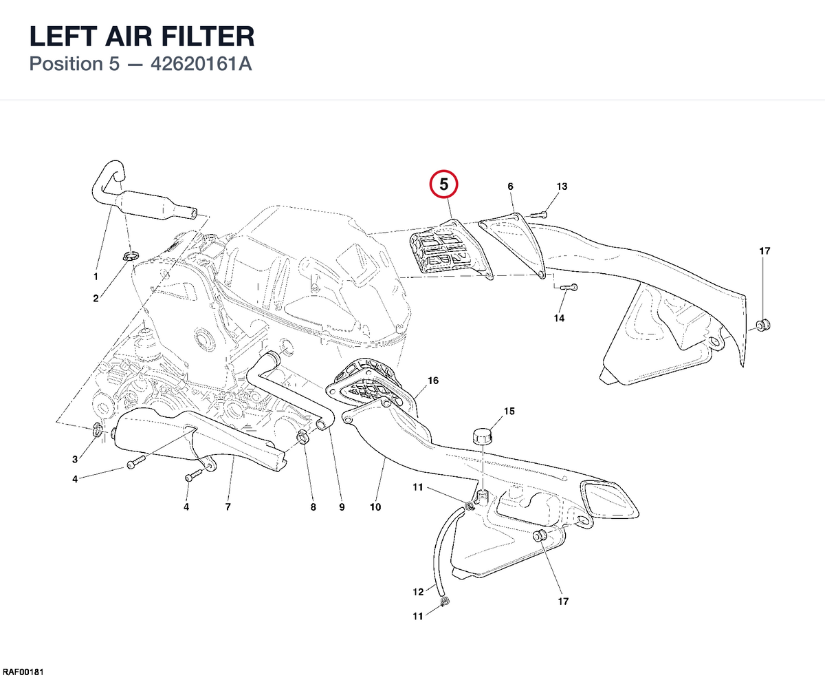 LEFT AIR FILTER 42620161A diagram position