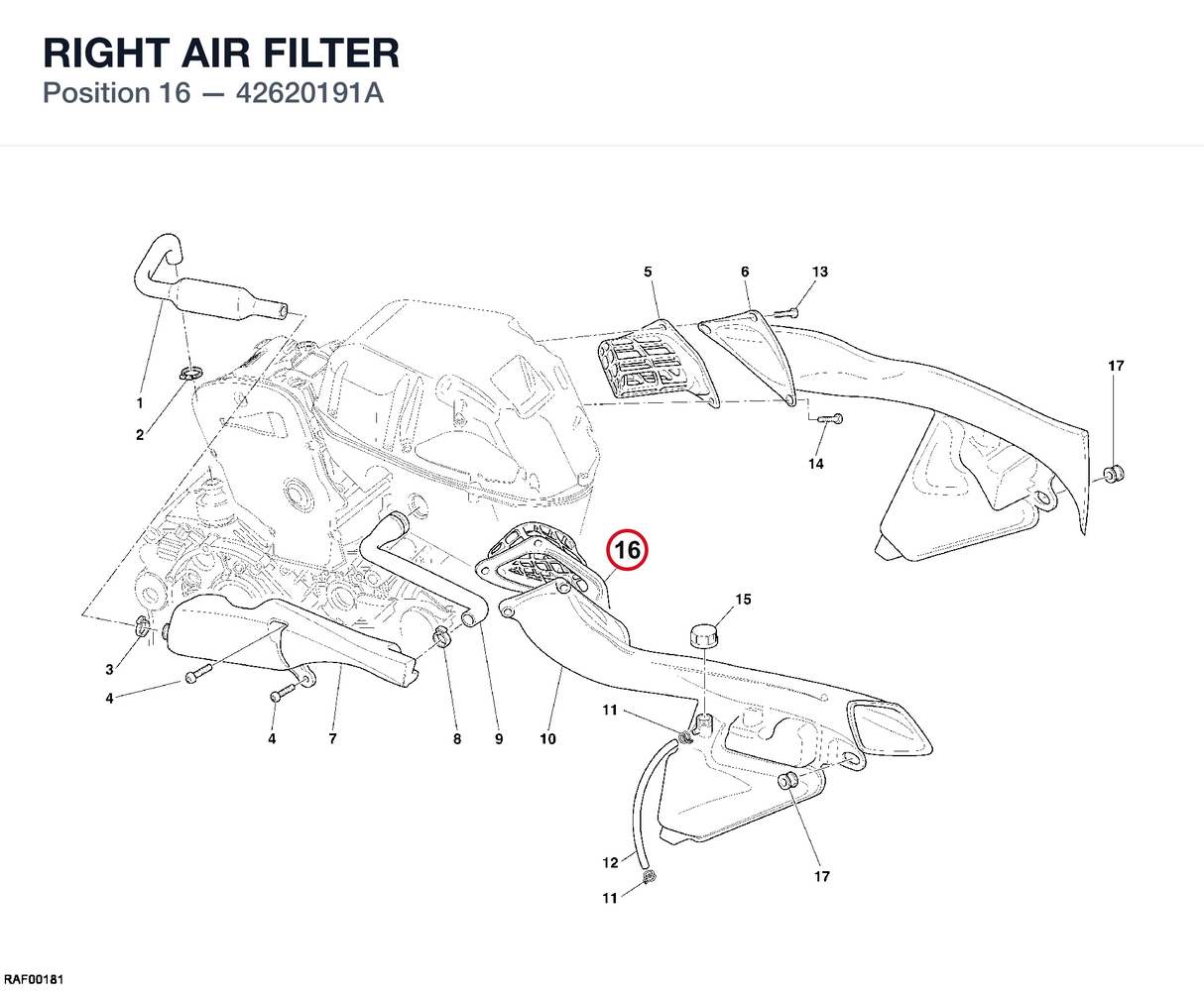 RIGHT AIR FILTER 42620191A diagram position