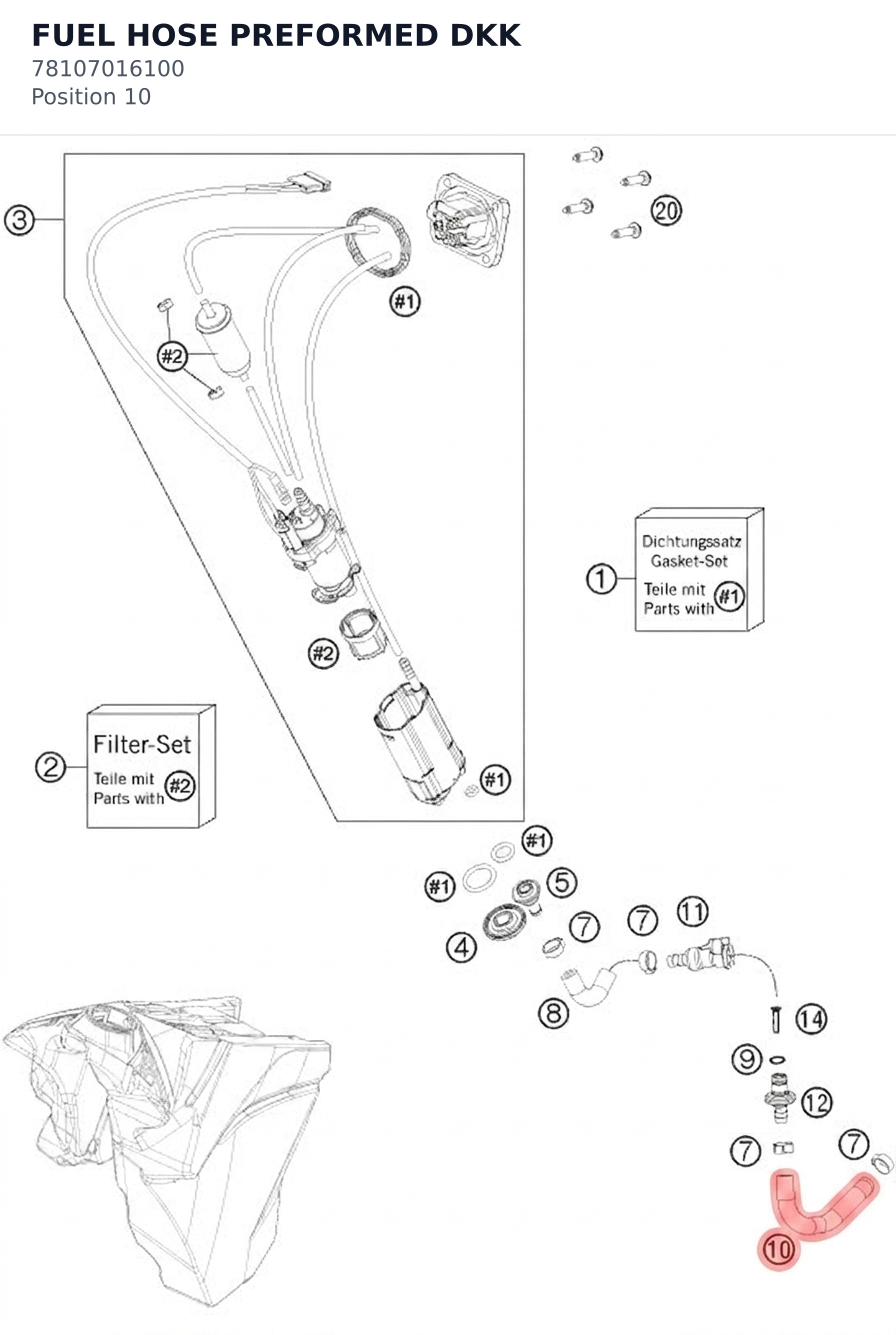 Diagram preview: FUEL HOSE PREFORMED DKK (78107016100)