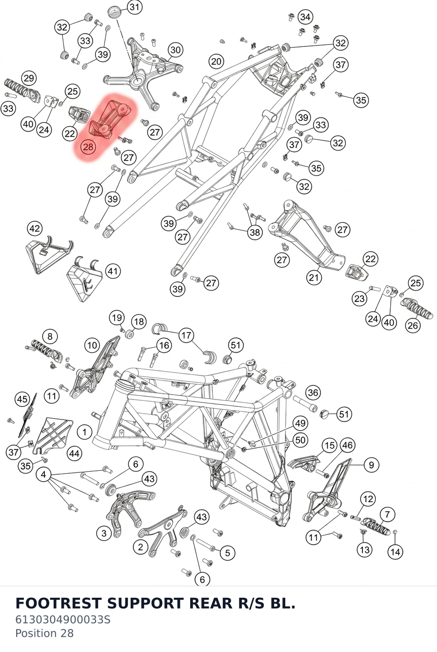 Diagram preview: FOOTREST SUPPORT REAR R/S BL. (6130304900033S)