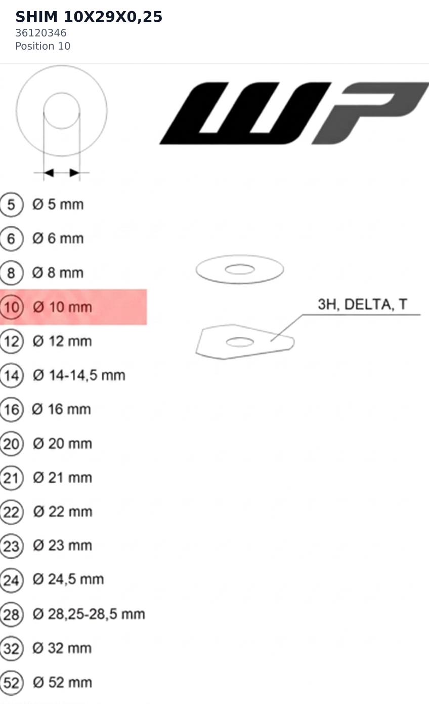 Diagram preview: SHIM 10X29X0,25 (36120346)