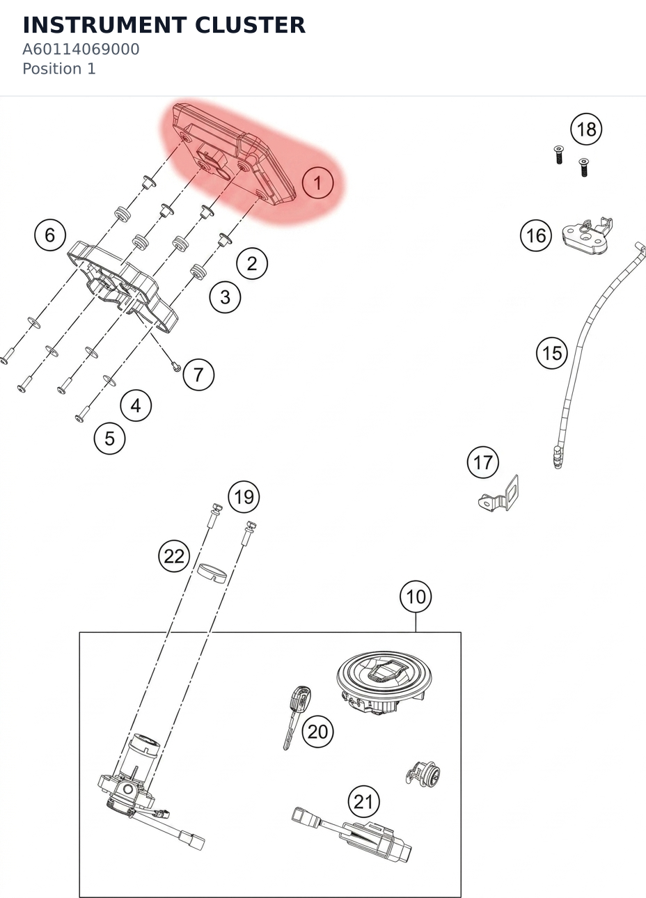 Diagram preview: INSTRUMENT CLUSTER (A60114069000)