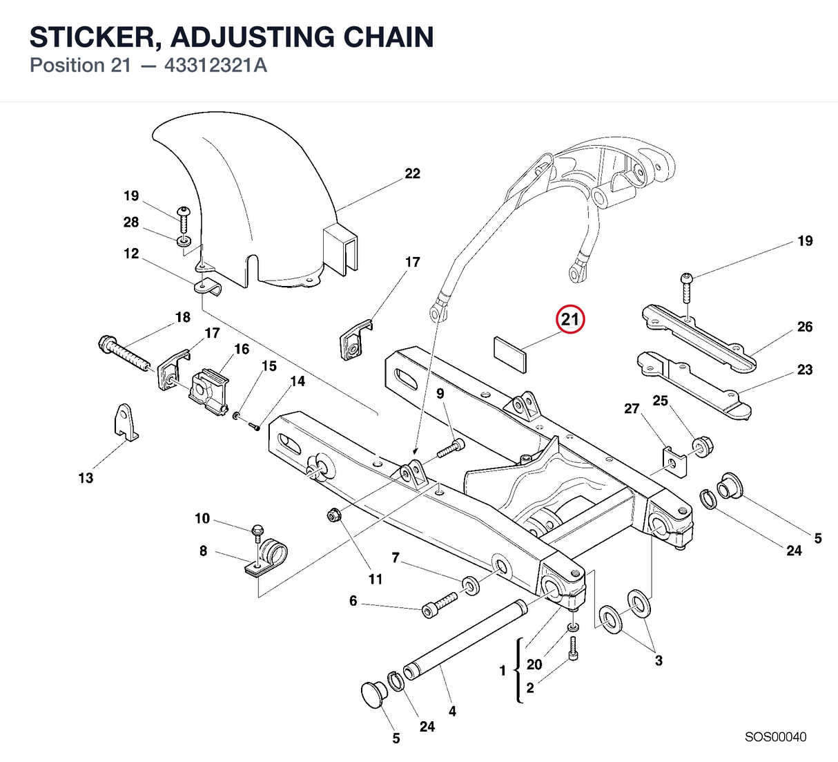 STICKER, ADJUSTING CHAIN