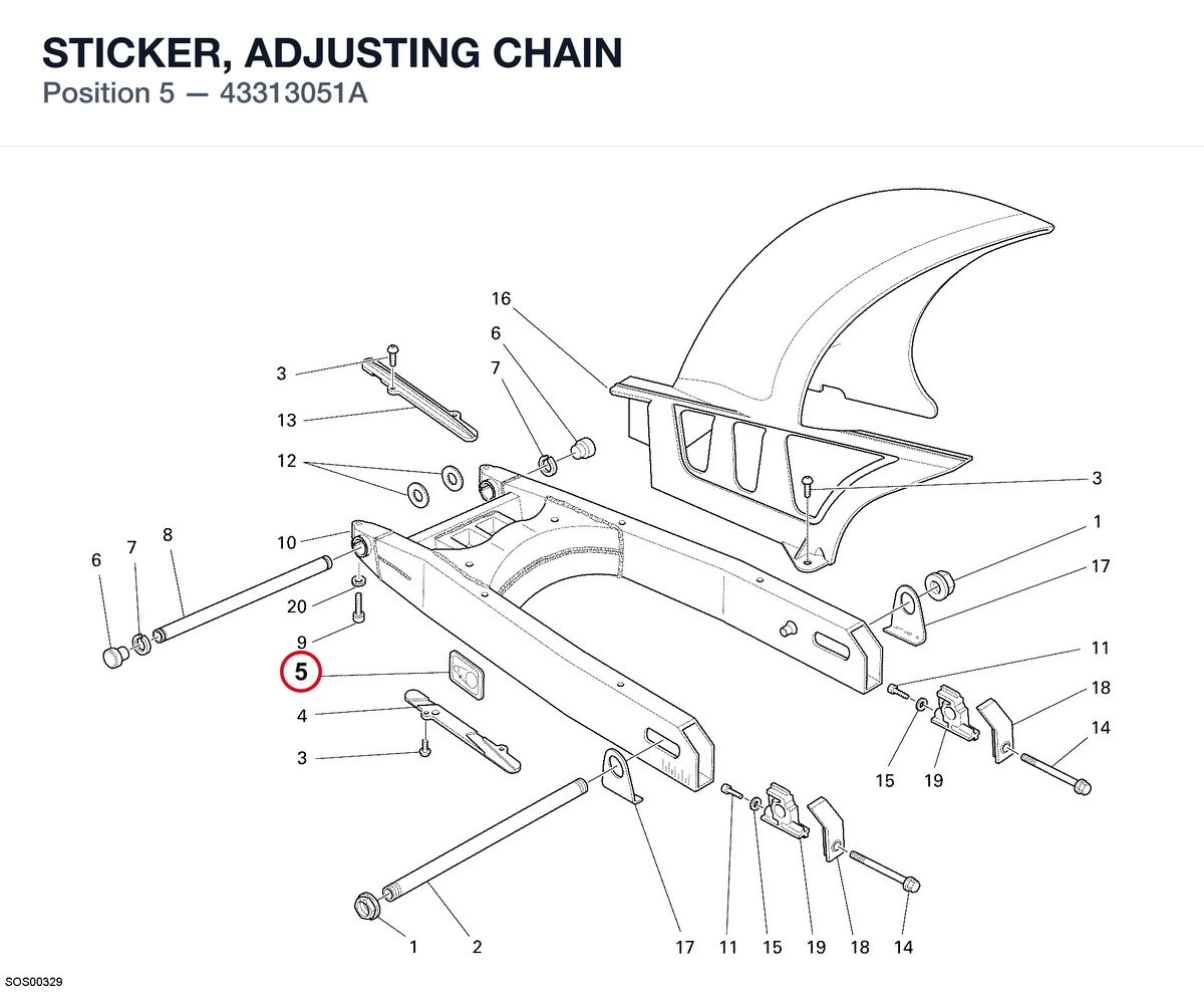 STICKER, ADJUSTING CHAIN