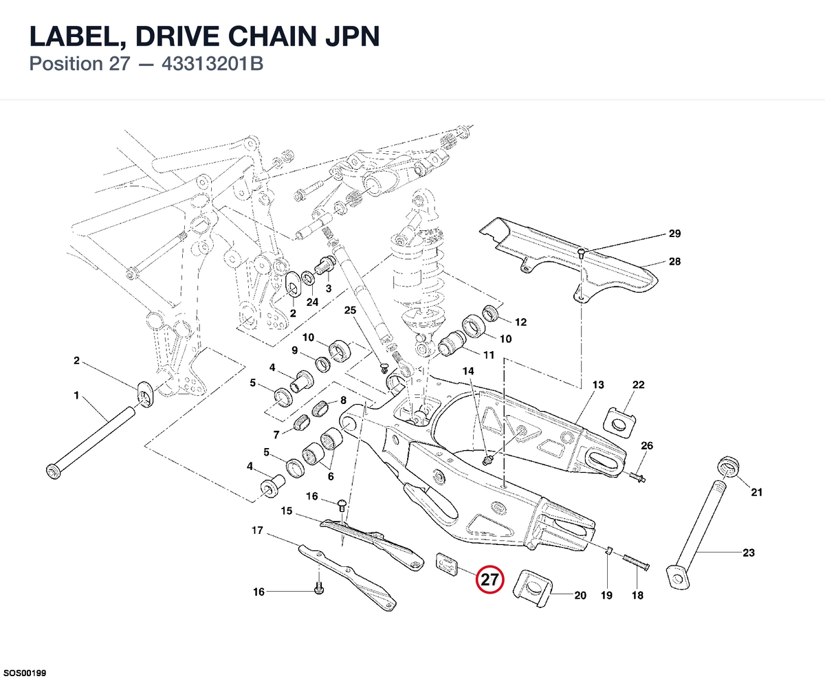 LABEL, DRIVE CHAIN JPN 43313201B diagram position