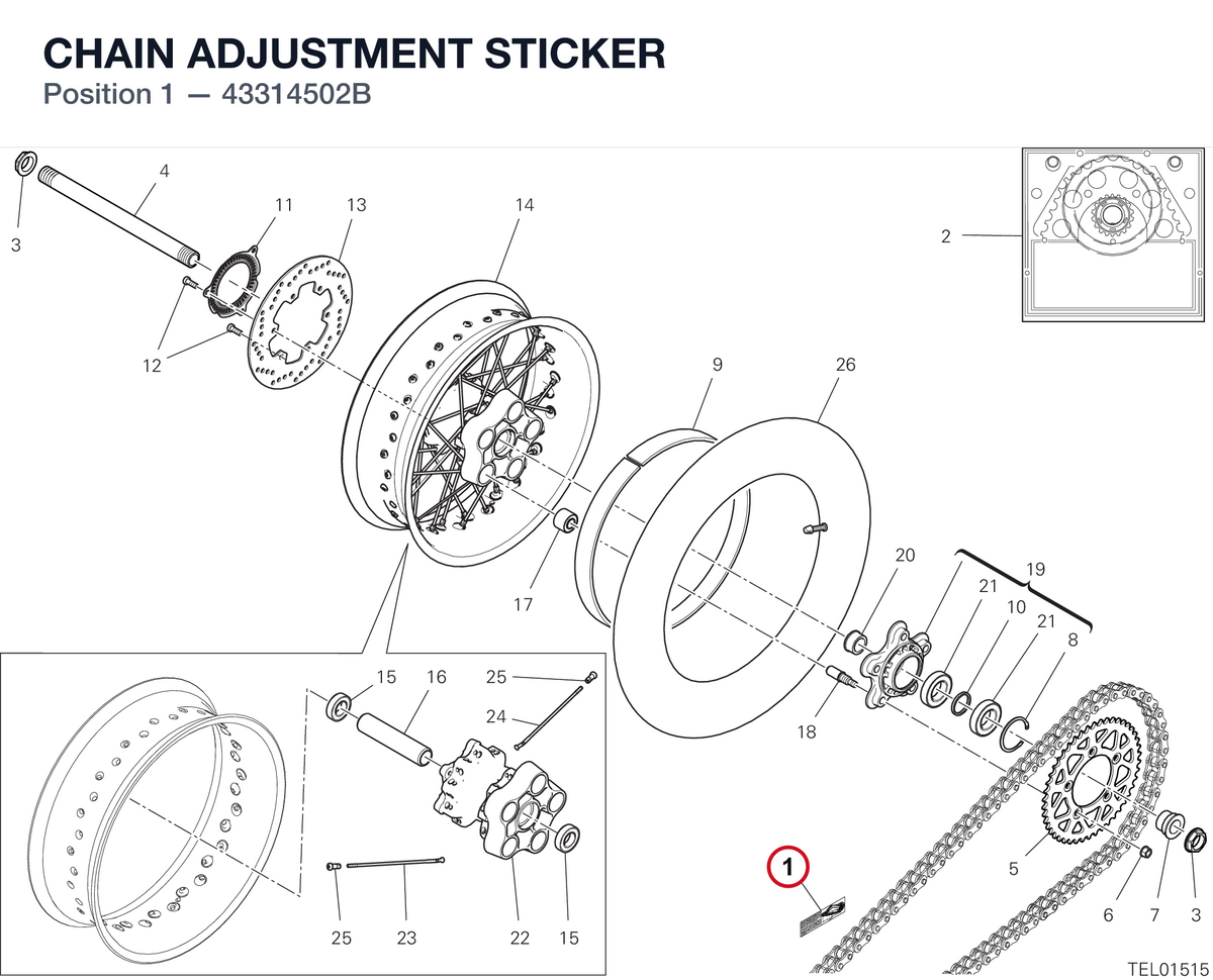 CHAIN ADJUSTMENT STICKER 43314502B diagram position