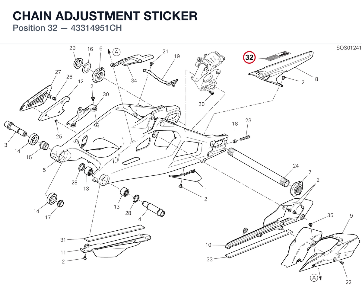 CHAIN ADJUSTMENT STICKER 43314951CH diagram position