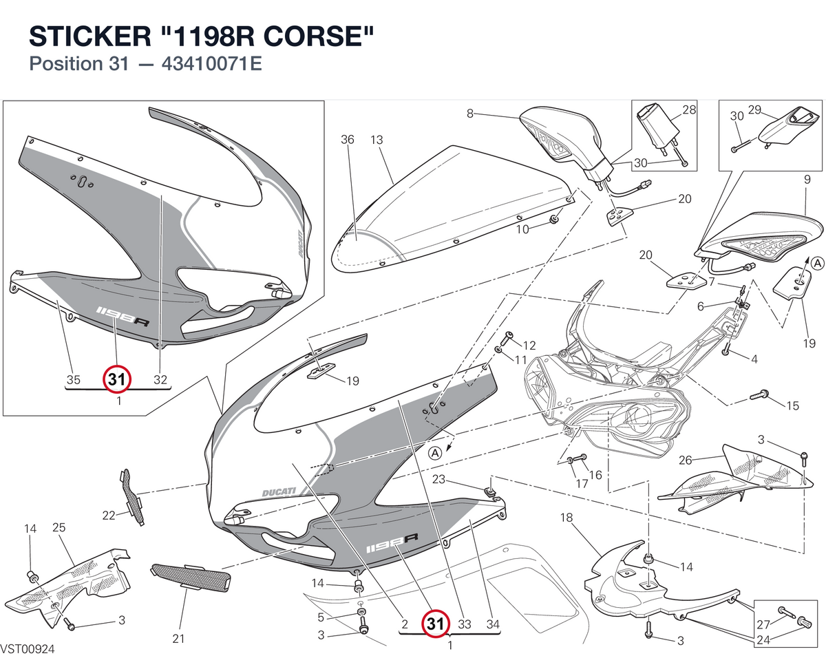 STICKER "1198R CORSE" 43410071E diagram position