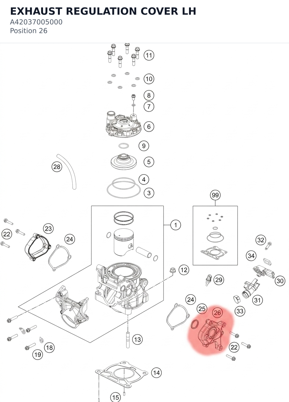 Diagram preview: EXHAUST REGULATION COVER LH (A42037005000)