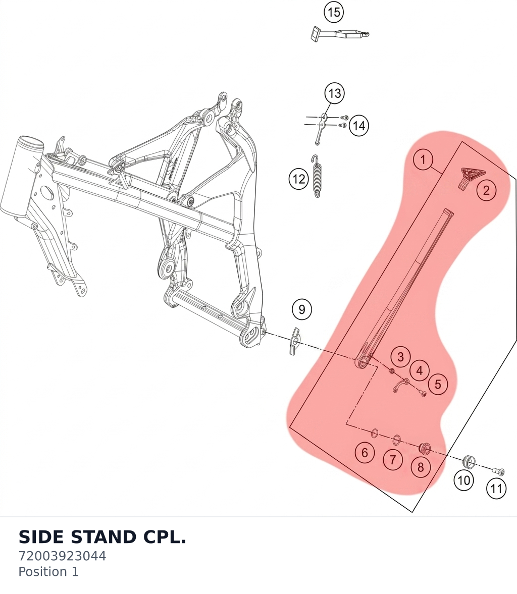 Diagram preview: SIDE STAND CPL. (72003923044)