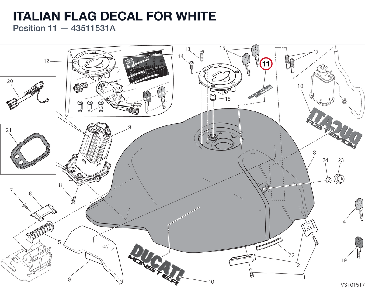 ITALIAN FLAG DECAL FOR WHITE 43511531A diagram position