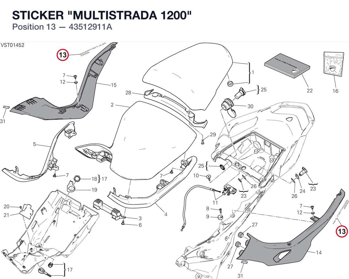STICKER "MULTISTRADA 1200" 43512911A diagram position