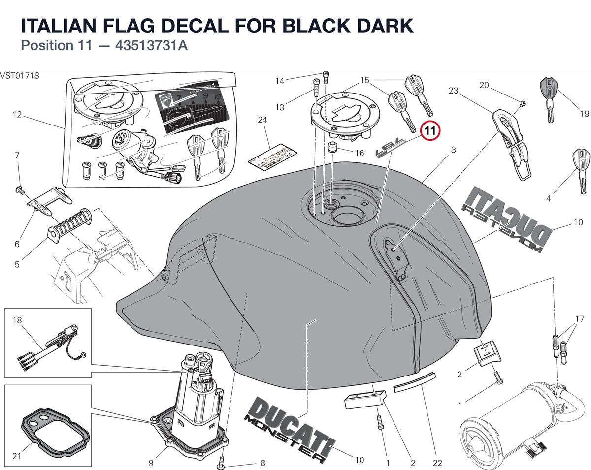 ITALIAN FLAG DECAL FOR BLACK DARK 43513731A diagram position