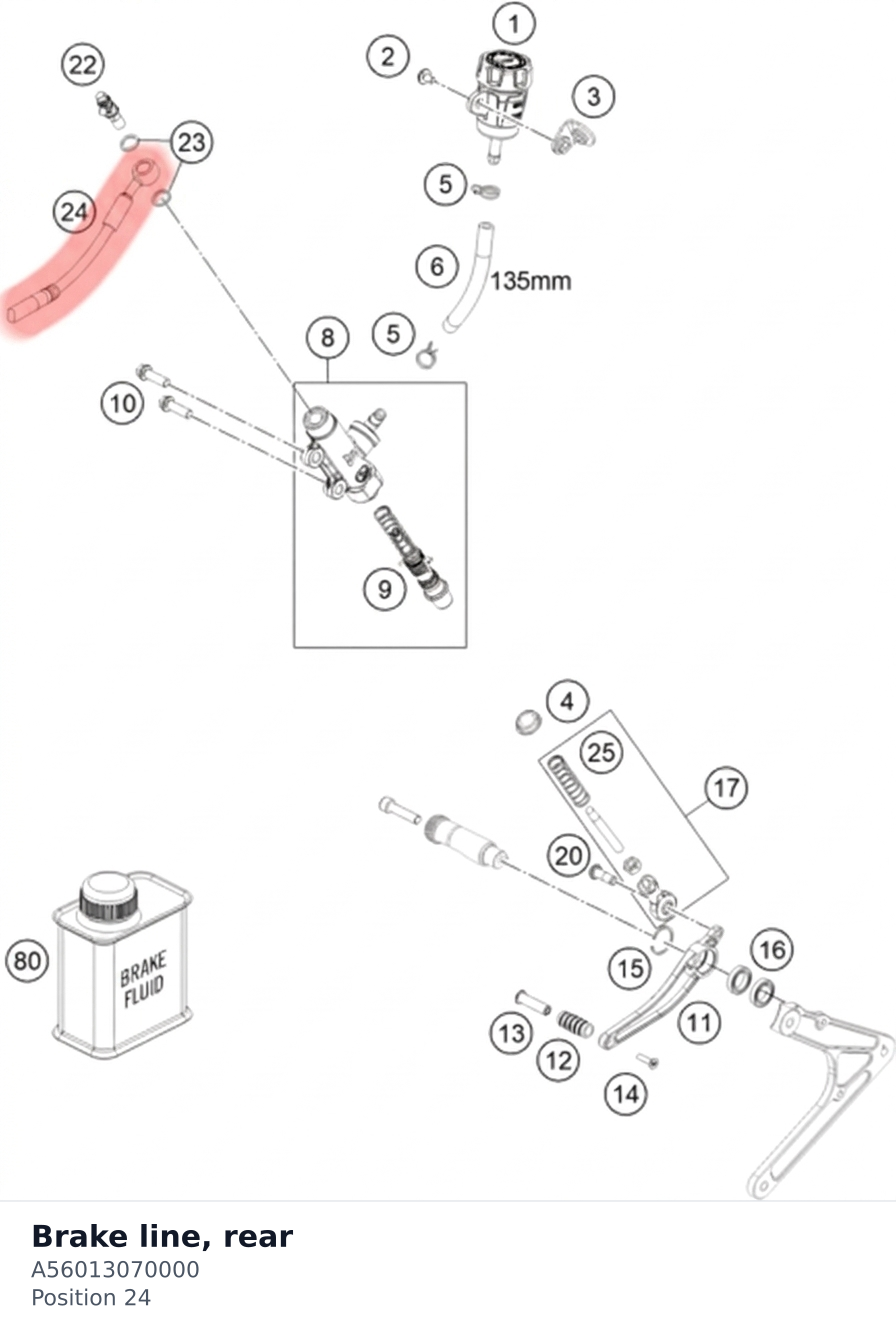 Diagram preview: Brake line, rear (A56013070000)