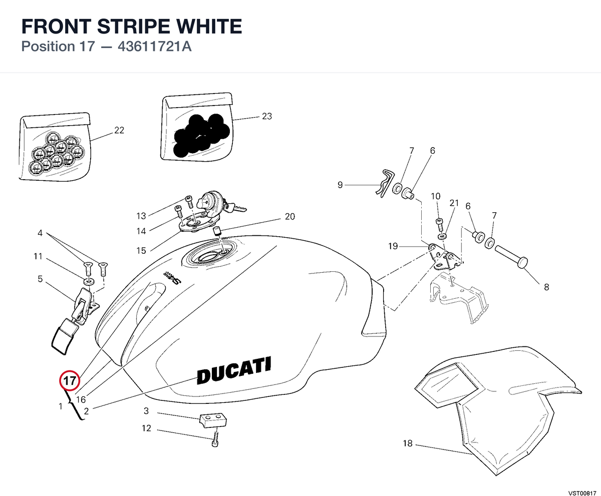 FRONT STRIPE WHITE 43611721A diagram position