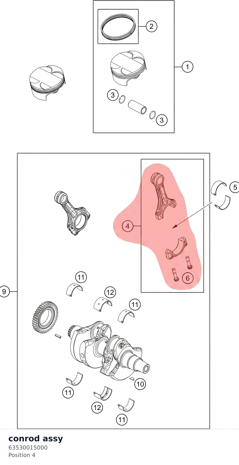 Diagram preview: conrod assy (63530015000)