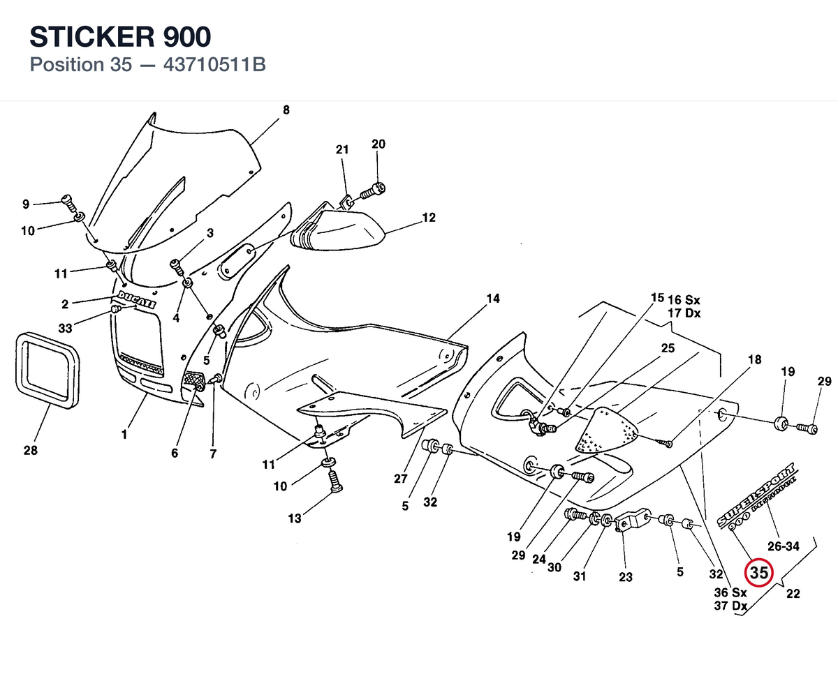 STICKER 900 43710511B diagram position