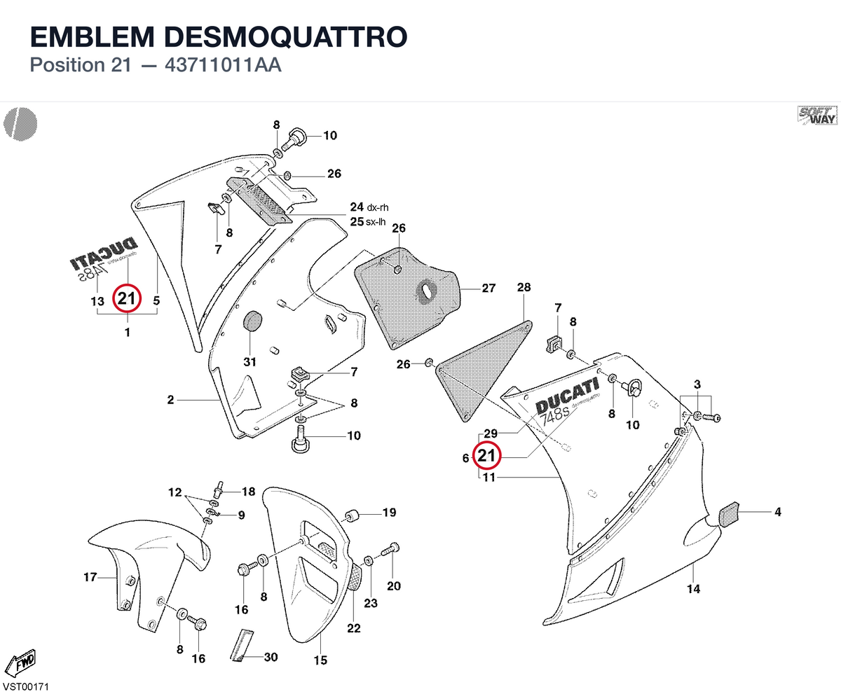 EMBLEM DESMOQUATTRO 43711011AA diagram position
