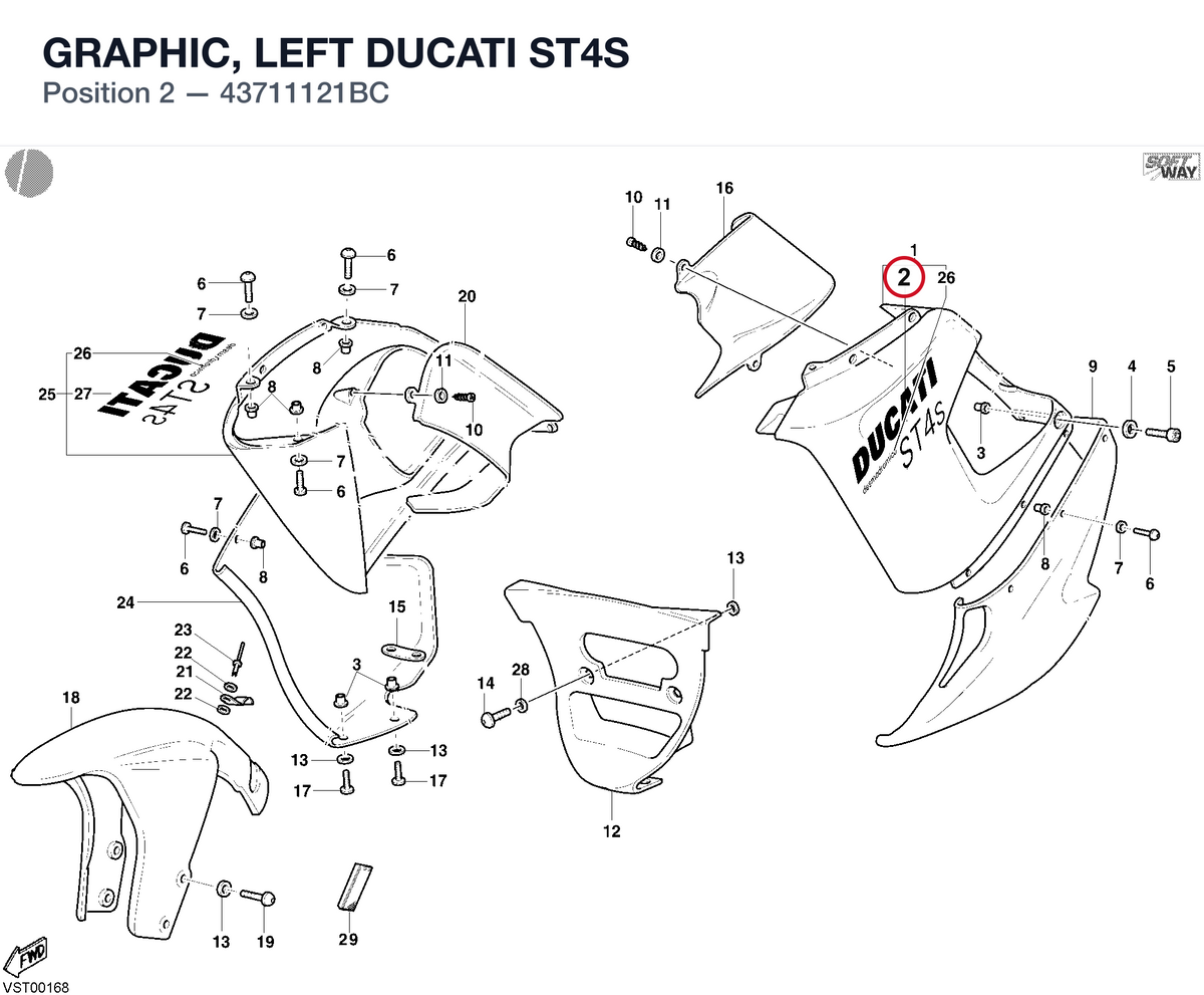 GRAPHIC, LEFT DUCATI ST4S 43711121BC diagram position
