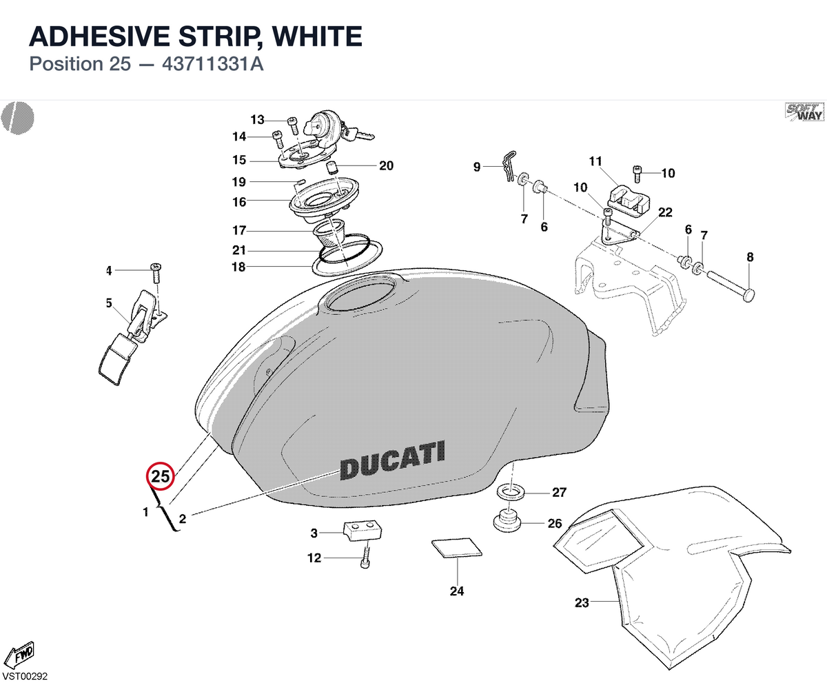 ADHESIVE STRIP, WHITE 43711331A diagram position