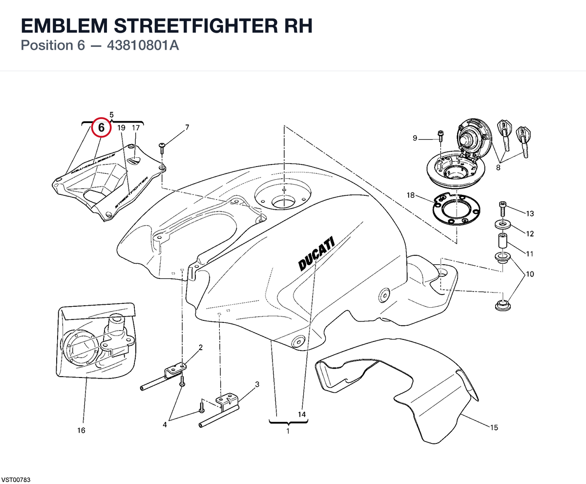 EMBLEM STREETFIGHTER RH 43810801A diagram position