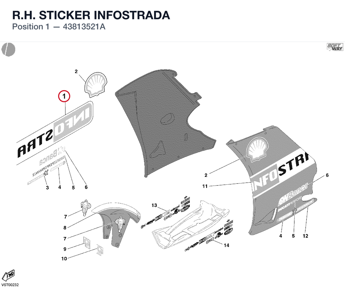 R.H. STICKER INFOSTRADA 43813521A diagram position