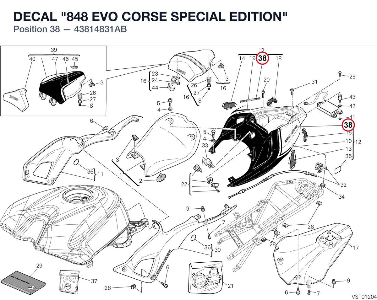 DECAL "848 EVO CORSE SPECIAL EDITION" 43814831AB diagram position