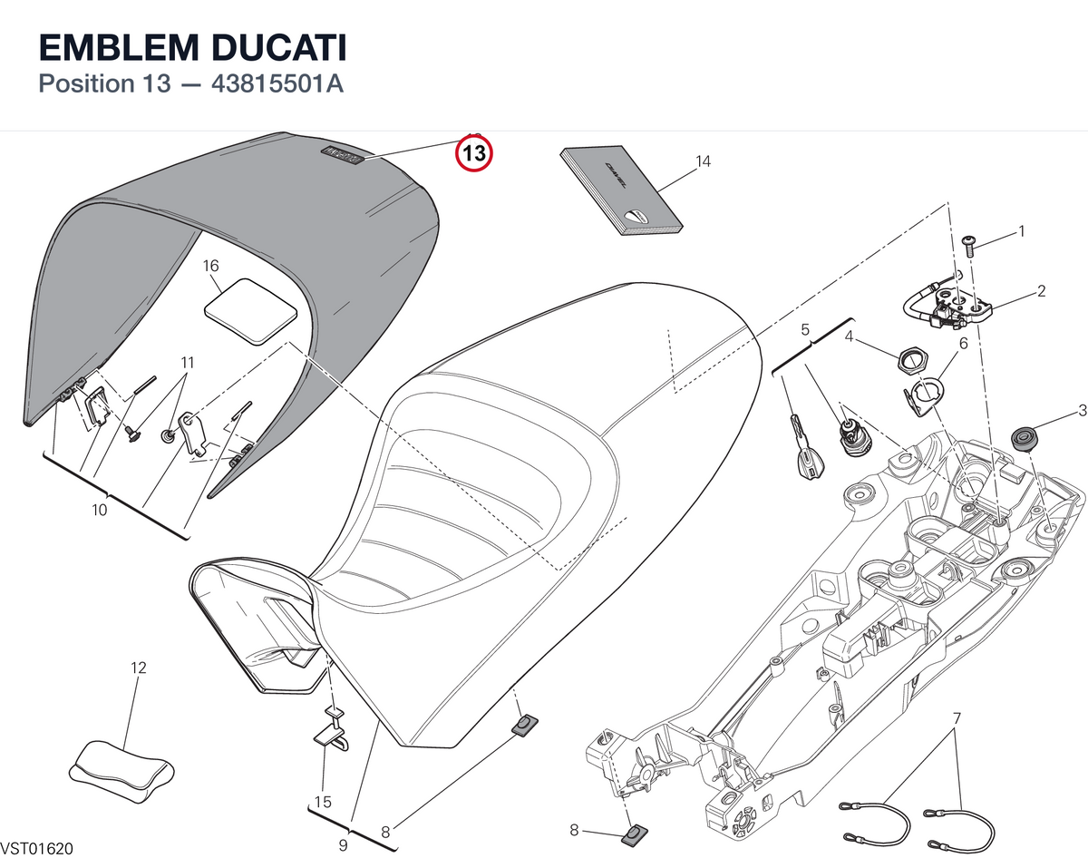 EMBLEM DUCATI 43815501A diagram position