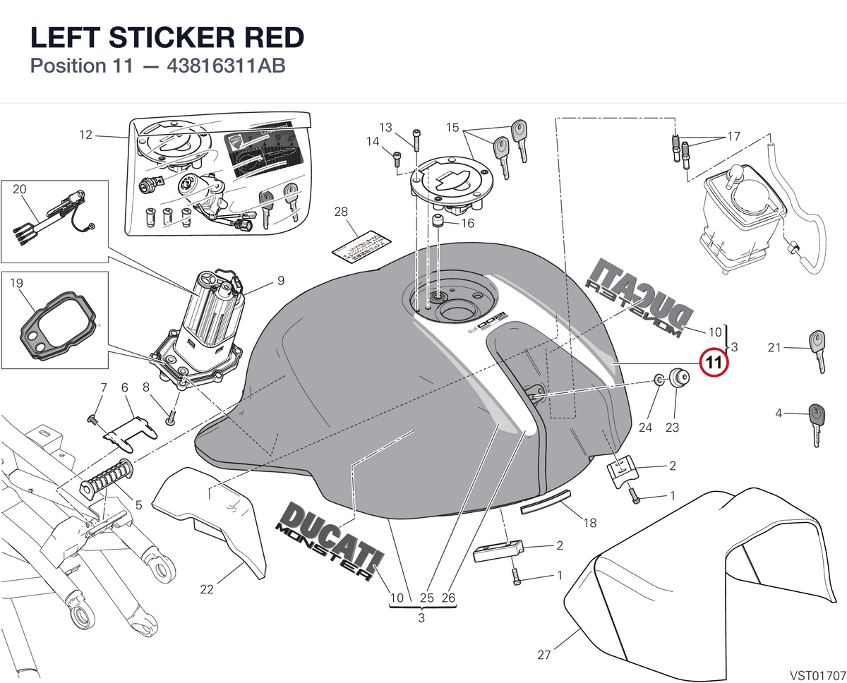 LEFT STICKER RED 43816311AB diagram position