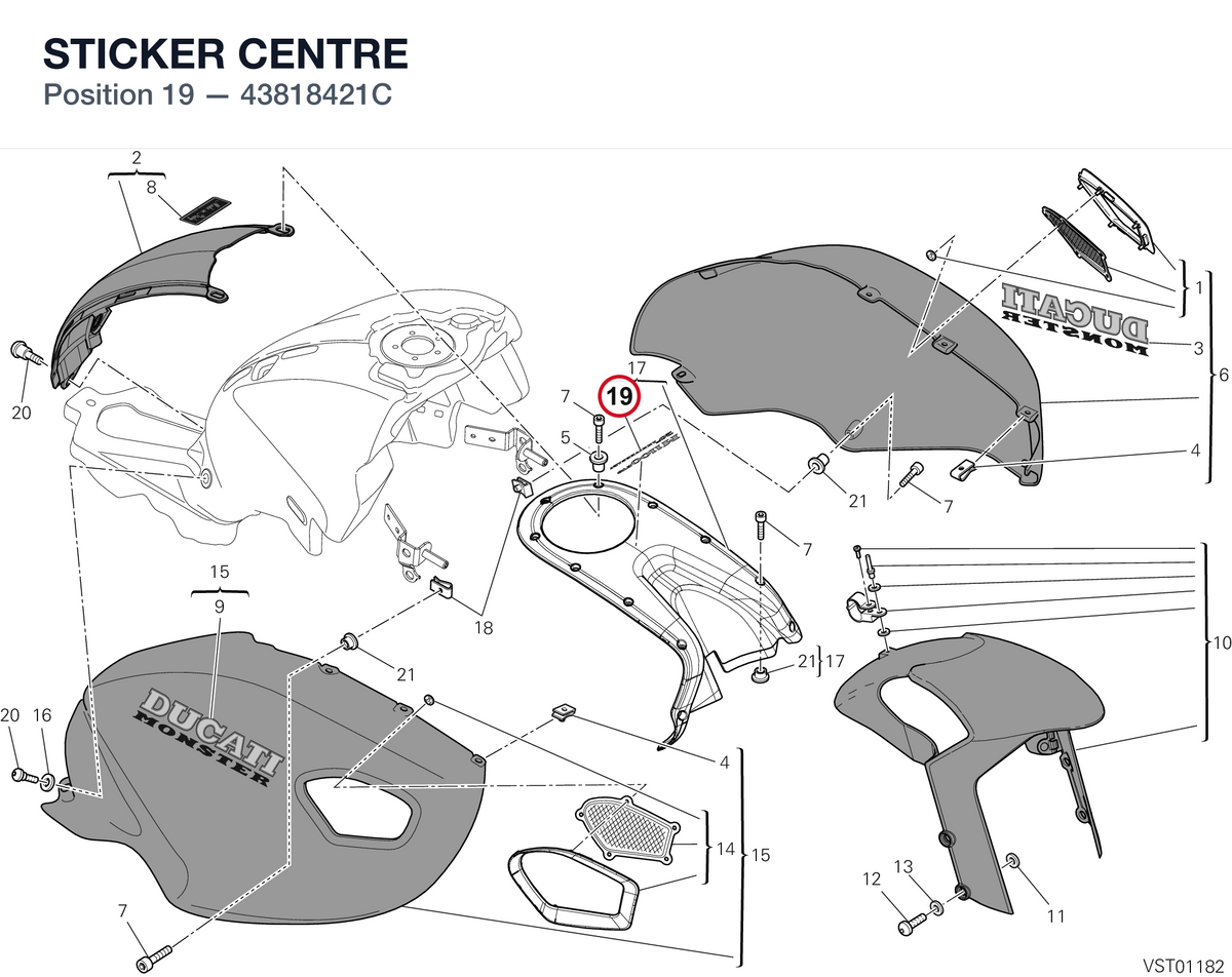 STICKER CENTRE 43818421C diagram position