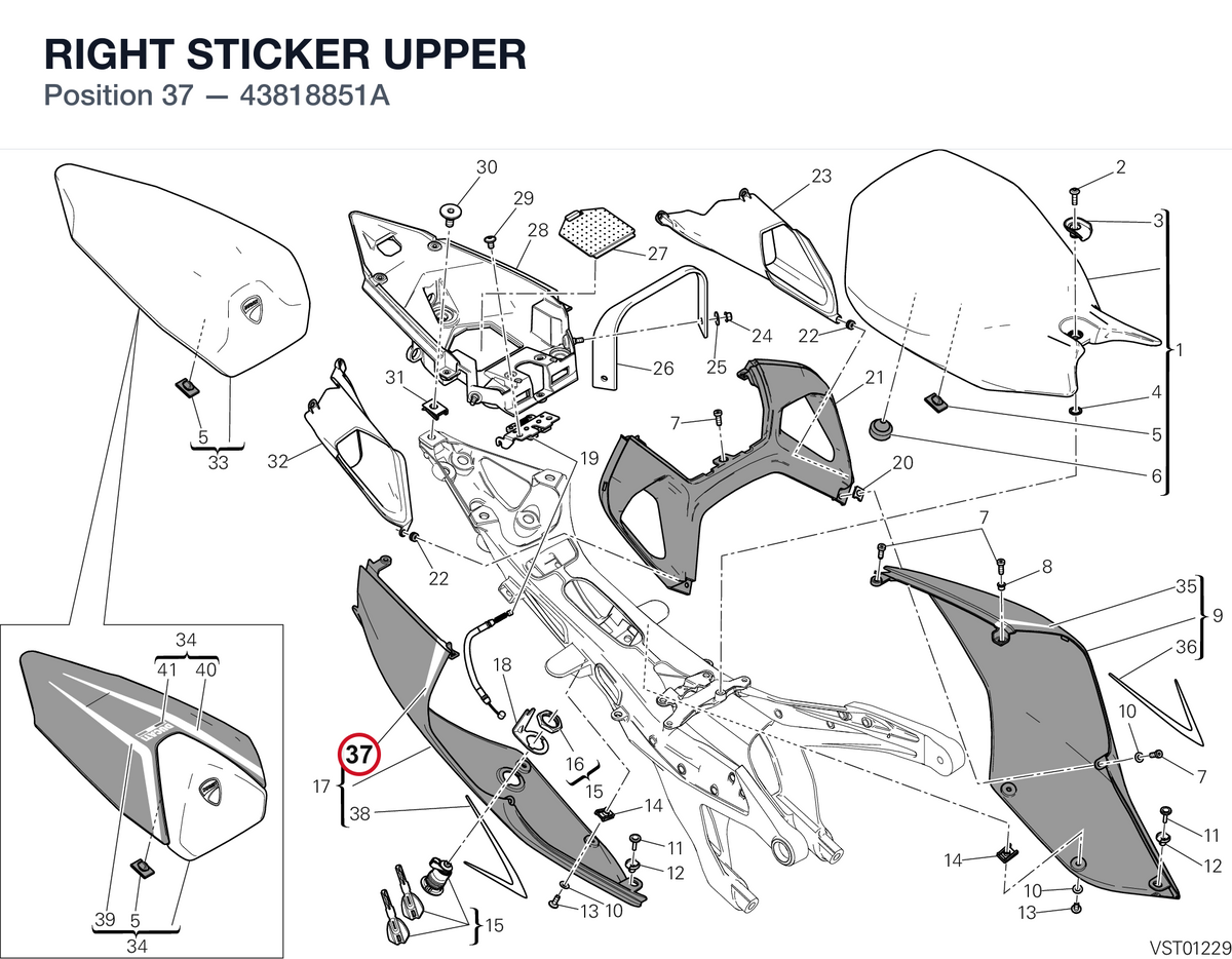 RIGHT STICKER UPPER 43818851A diagram position