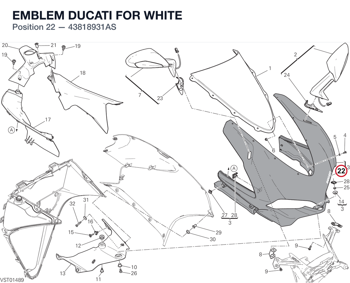 EMBLEM DUCATI FOR WHITE 43818931AS diagram position