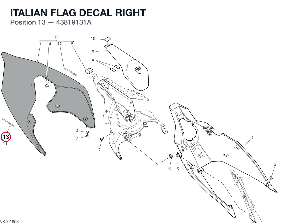 ITALIAN FLAG DECAL RIGHT 43819131A diagram position