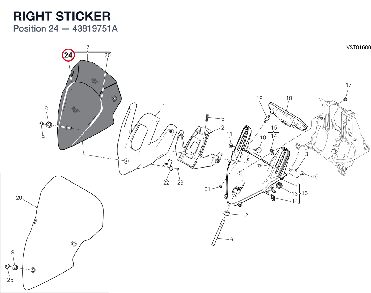 RIGHT STICKER 43819751A diagram position