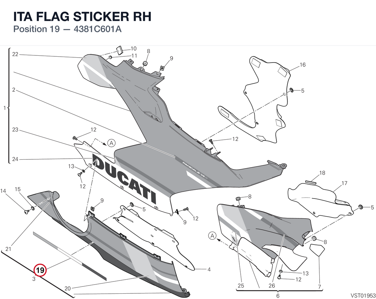 ITA FLAG STICKER RH 4381C601A diagram position