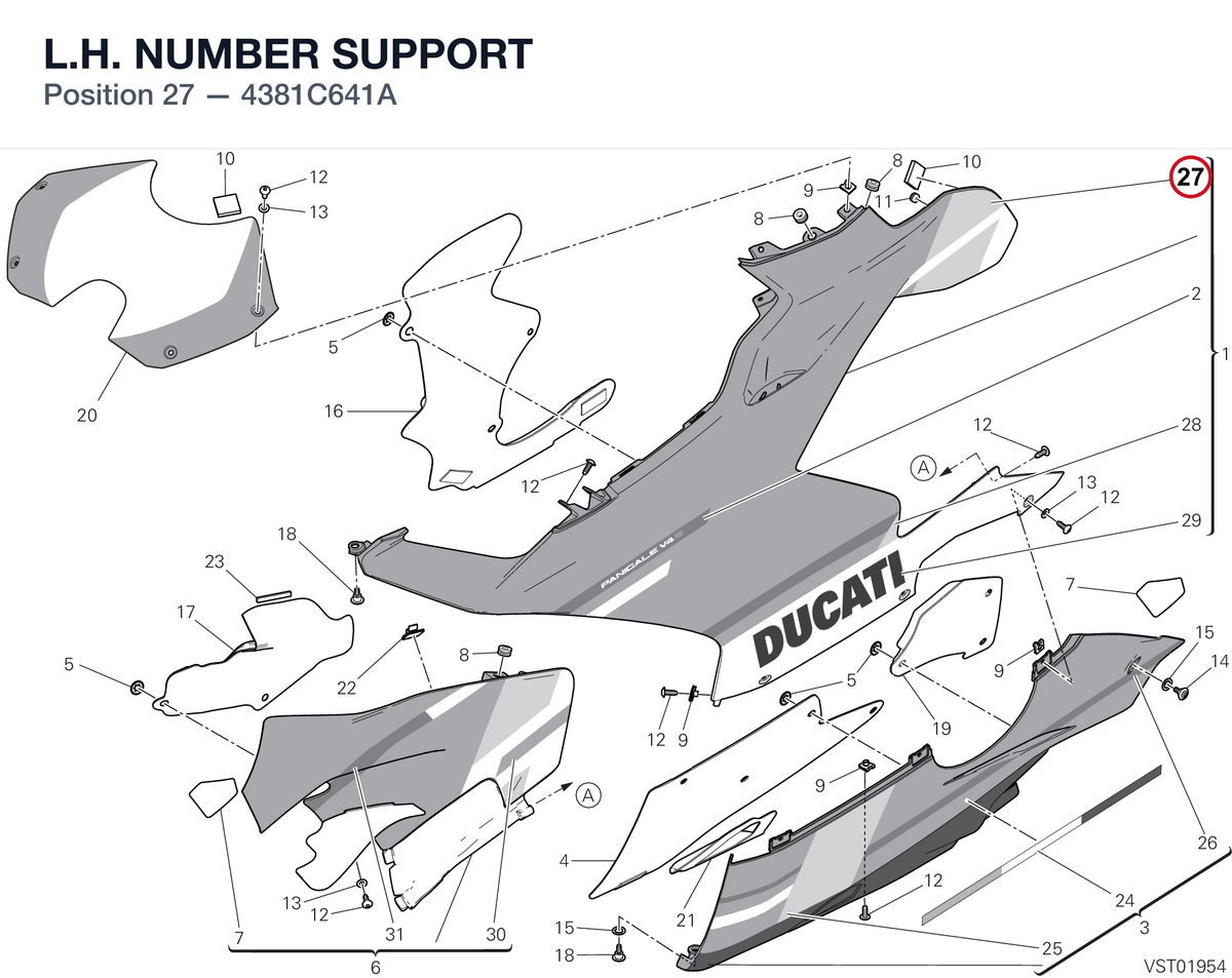 L.H. NUMBER SUPPORT 4381C641A diagram position