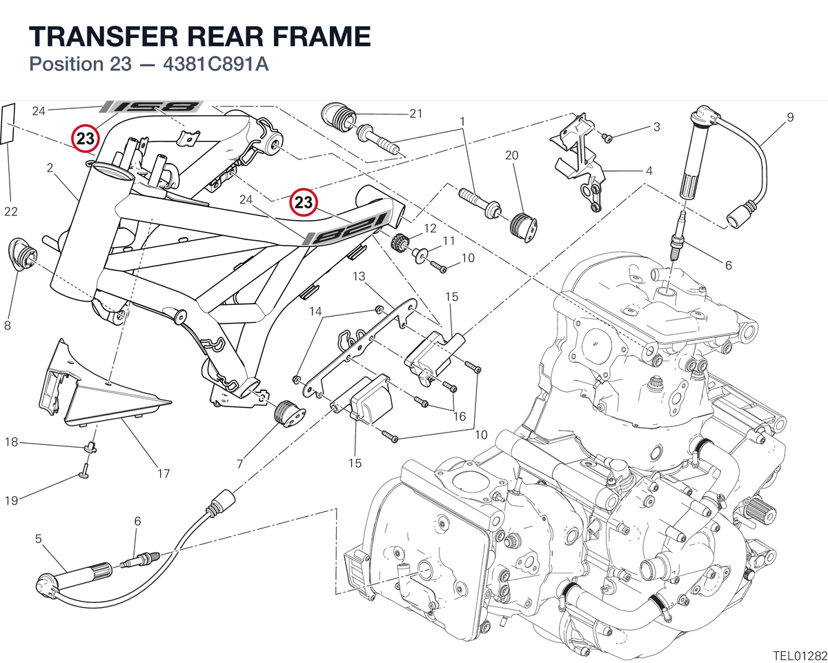 TRANSFER REAR FRAME 4381C891A diagram position