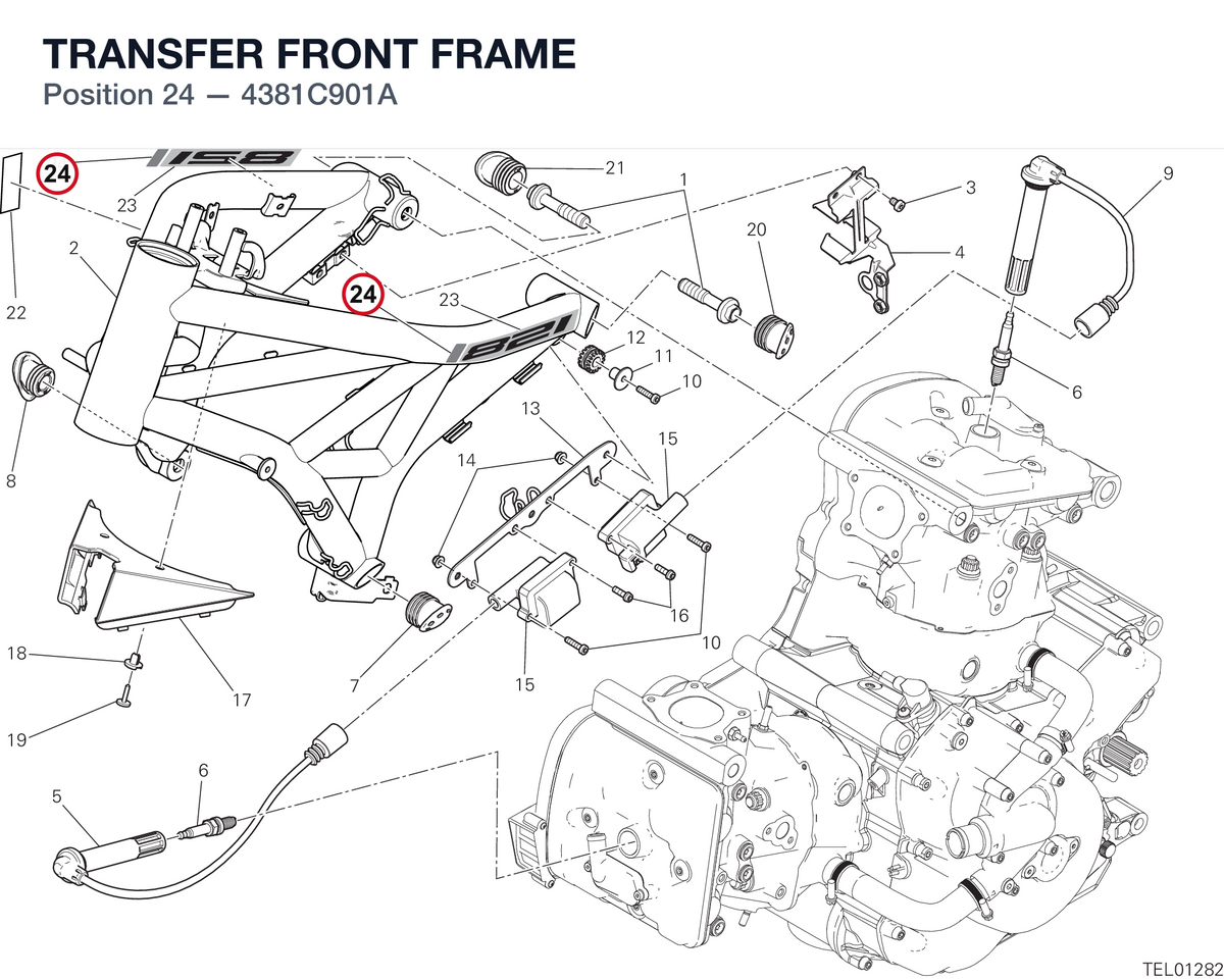 TRANSFER FRONT FRAME 4381C901A diagram position