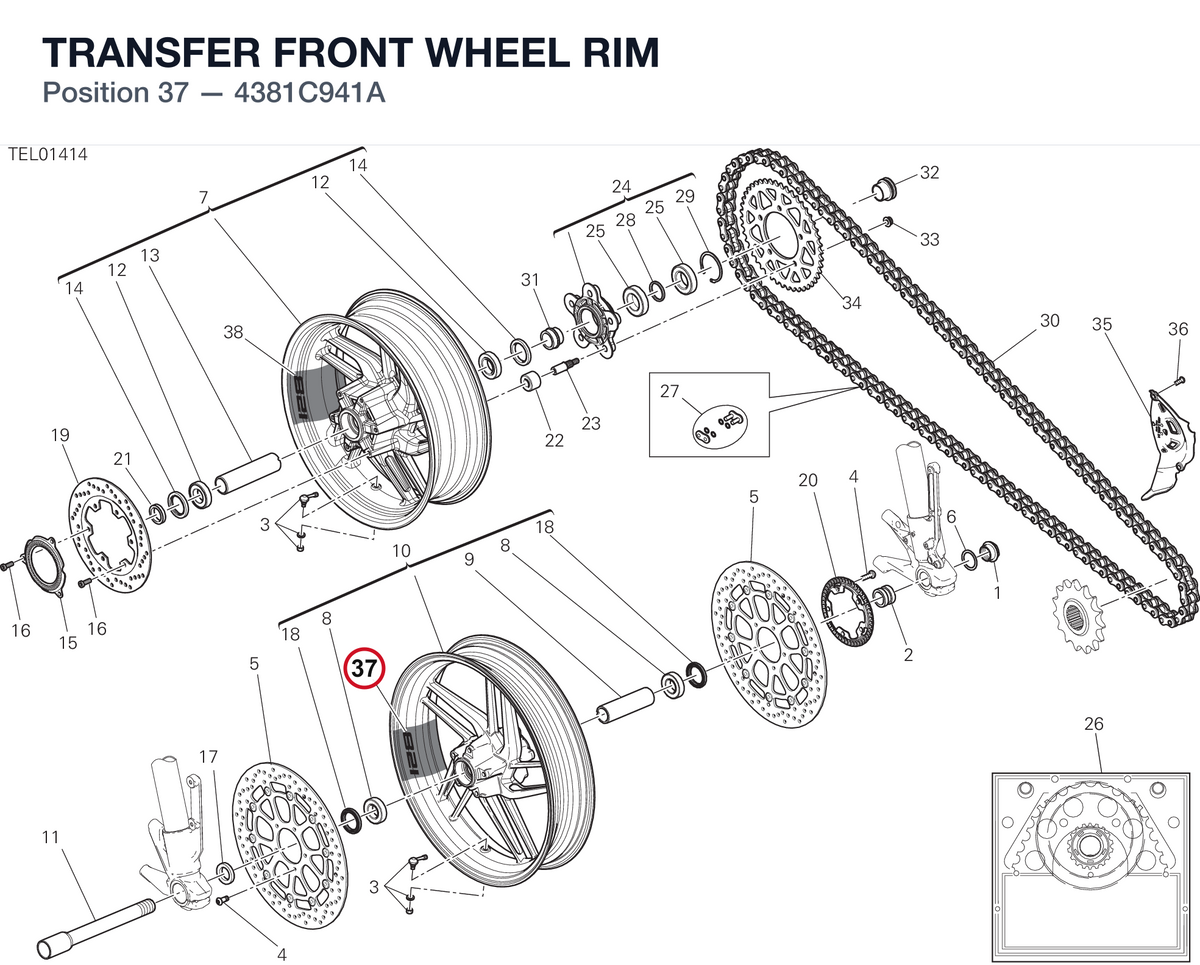 TRANSFER FRONT WHEEL RIM 4381C941A diagram position