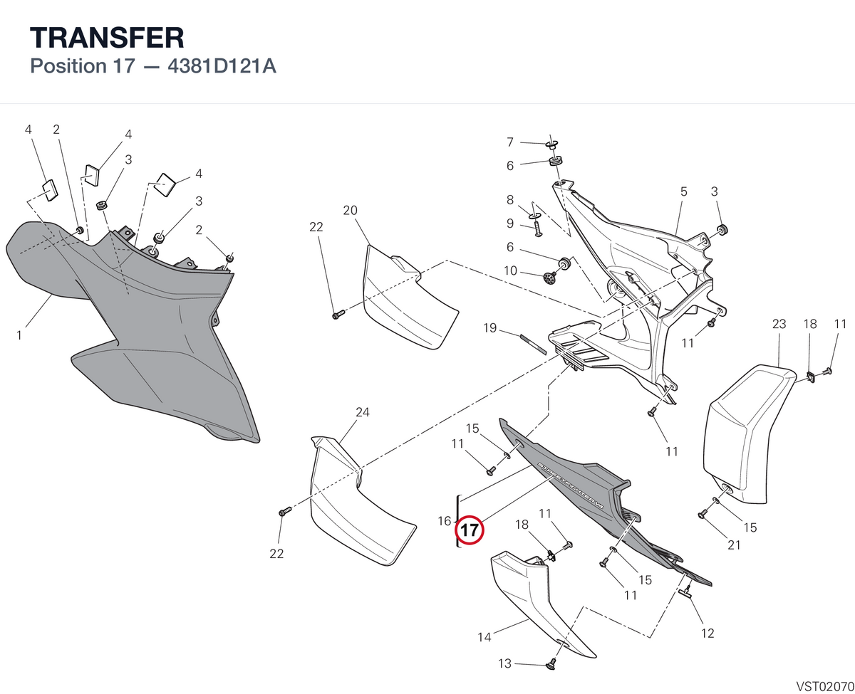 TRANSFER 4381D121A diagram position