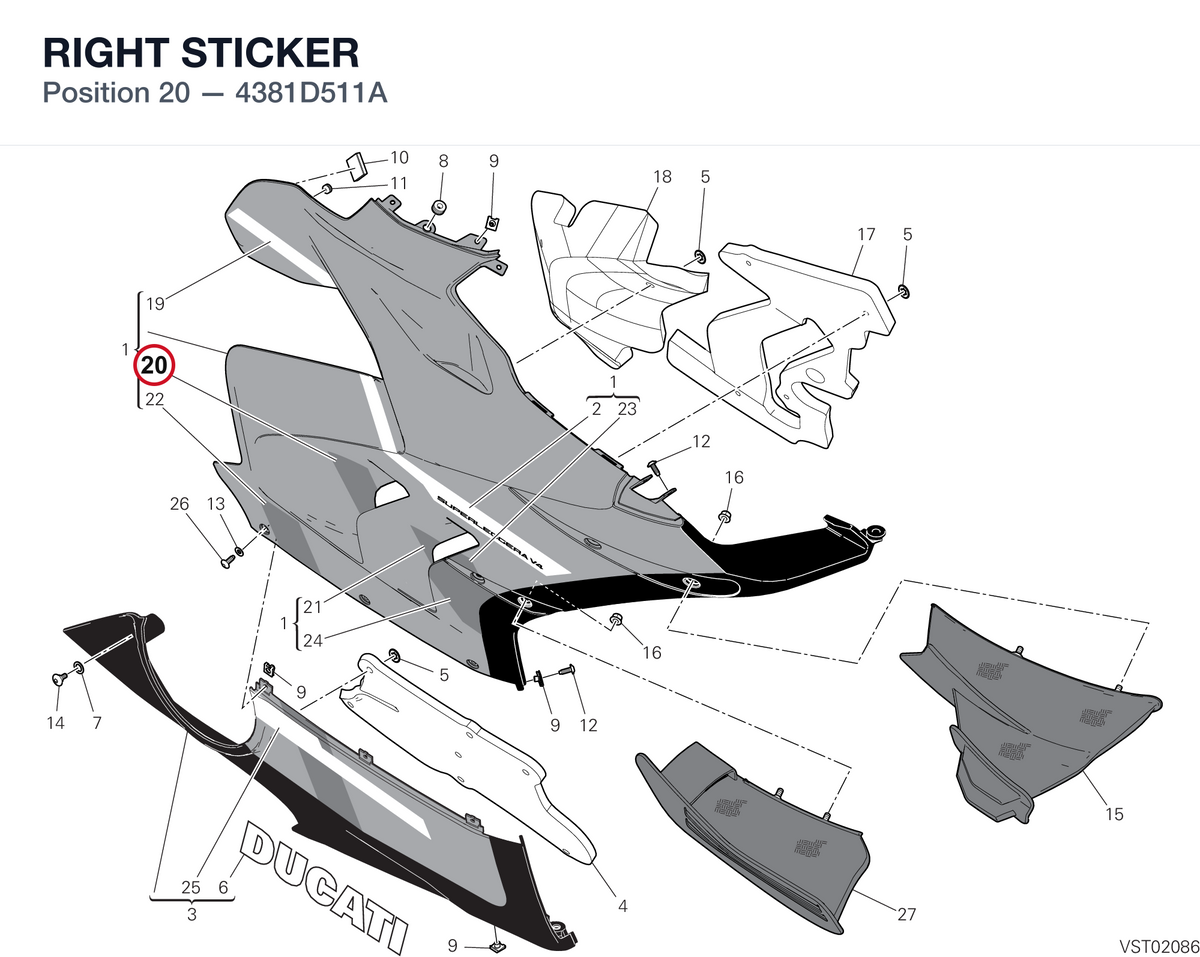 RIGHT STICKER 4381D511A diagram position
