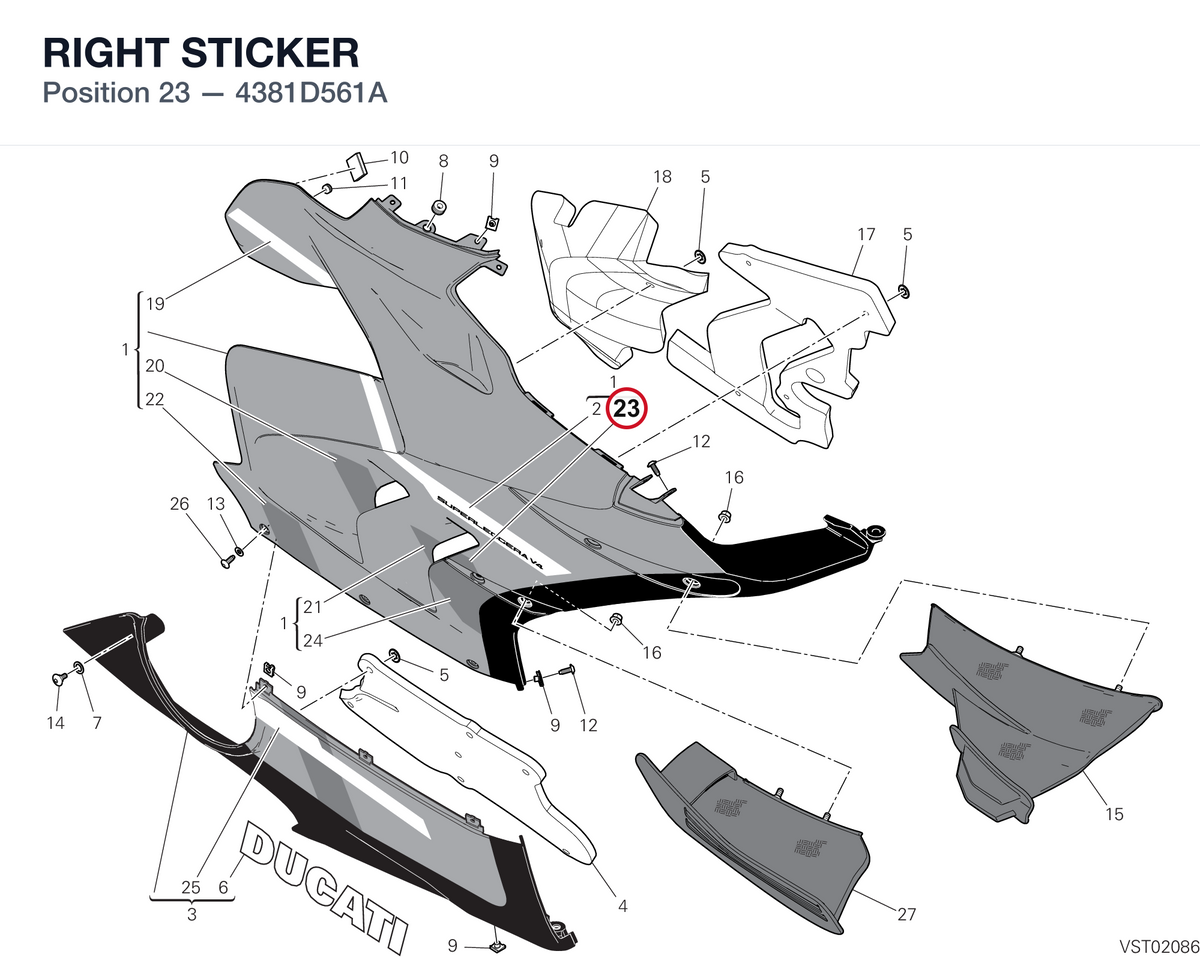 RIGHT STICKER 4381D561A diagram position