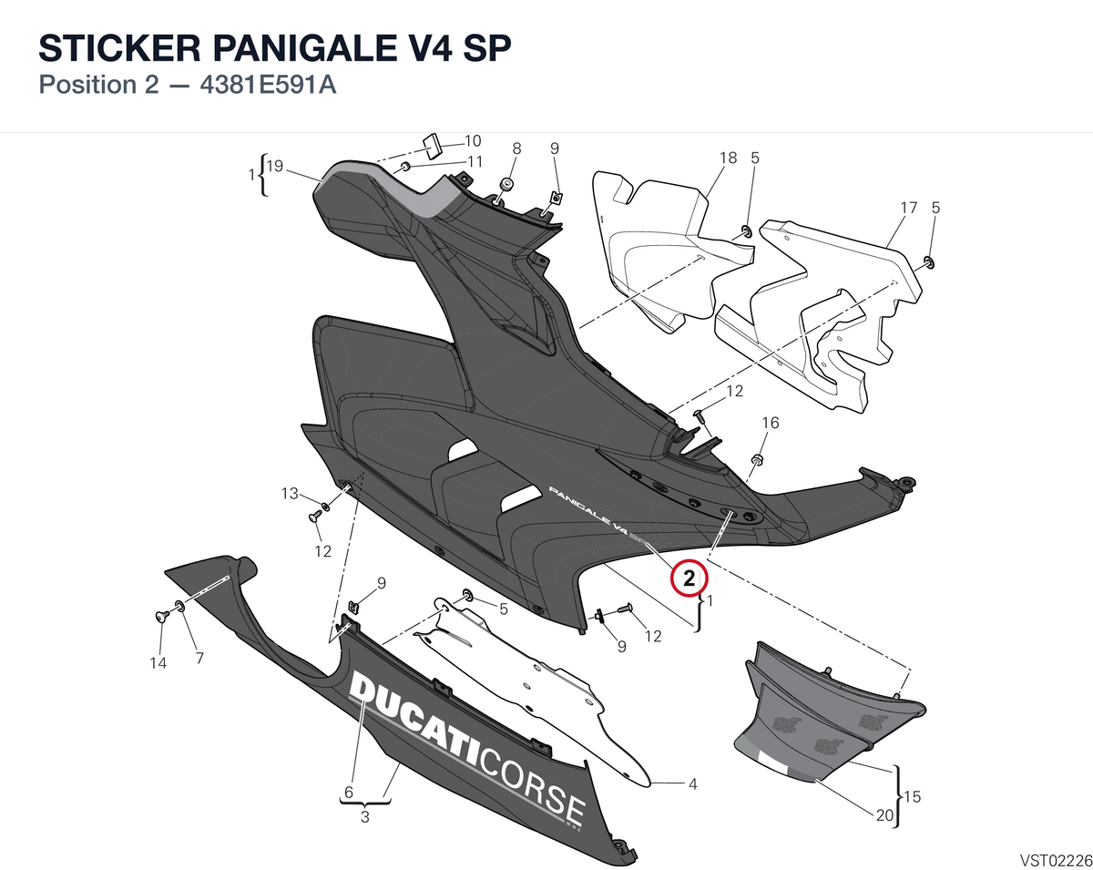 STICKER PANIGALE V4 SP 4381E591A diagram position