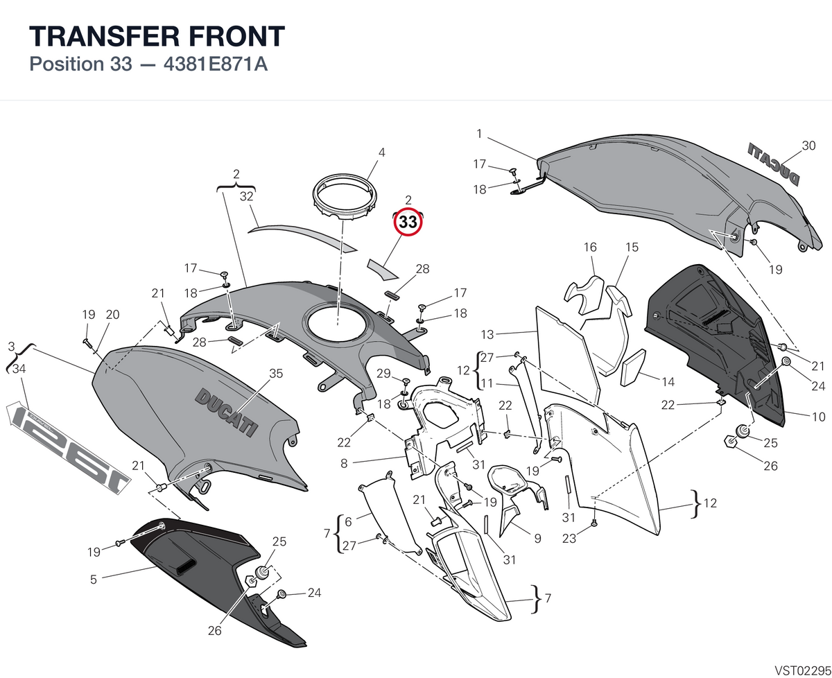 TRANSFER FRONT 4381E871A diagram position
