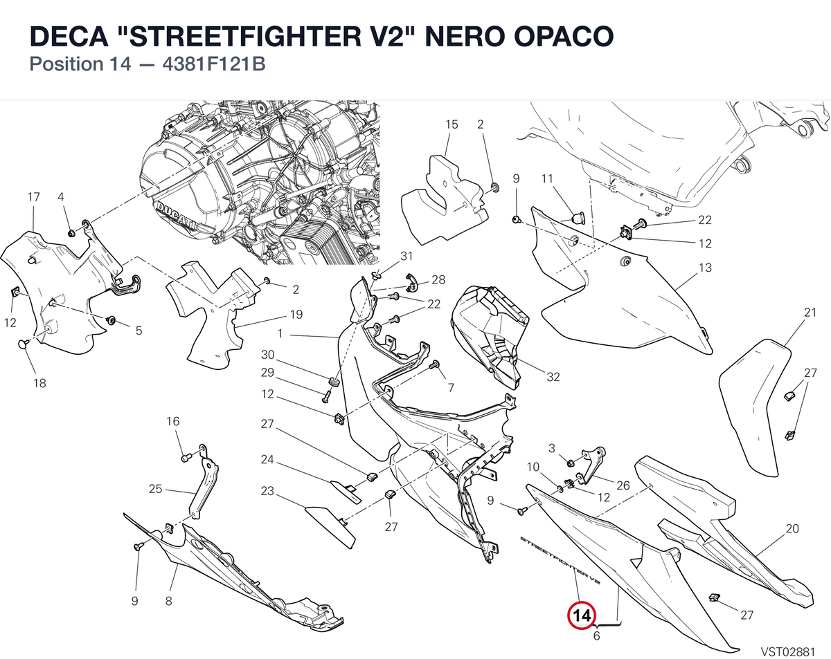 DECA "STREETFIGHTER V2" NERO OPACO 4381F121B diagram position